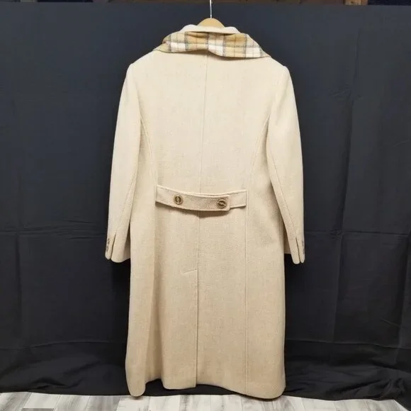 ✅Womens L VTG Mackintosh Beige Wool Pea Coat/Jacket USA Union Made *Moth Damage - Picture 2 of 14